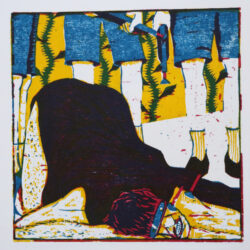 Gravure originale de Jean-Christophe Long - Au sol