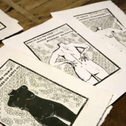 gravure lino et monotype, corps féminin