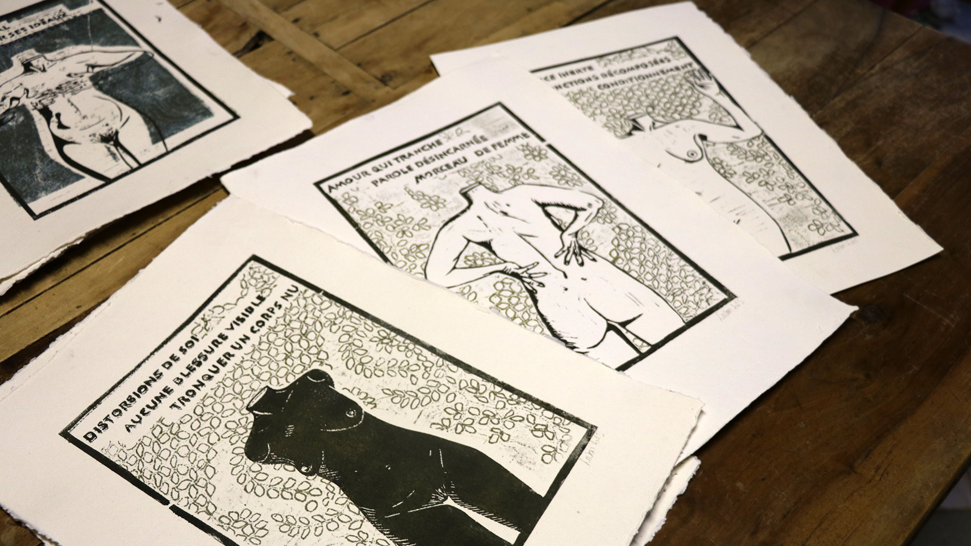 gravure lino et monotype, corps féminin